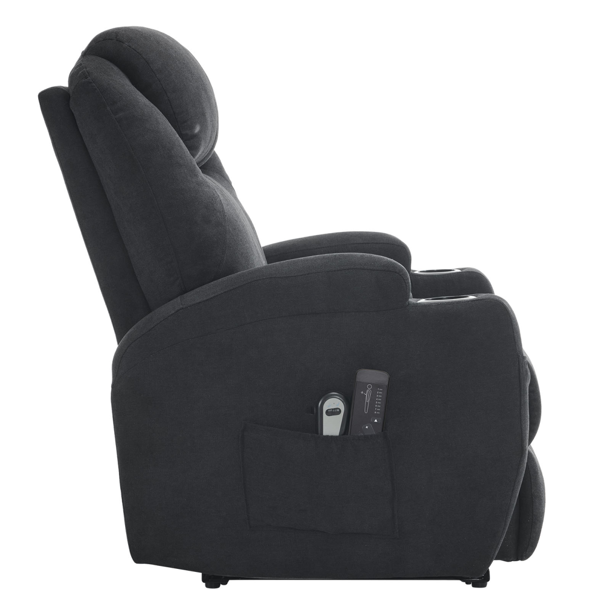 Electric Recliner Chair with 2-Point Massage & Heating, Black Fabric Indoor Functional Chair, 120kg Weight Capacity, Adjustable Reclining Chair for Living Room