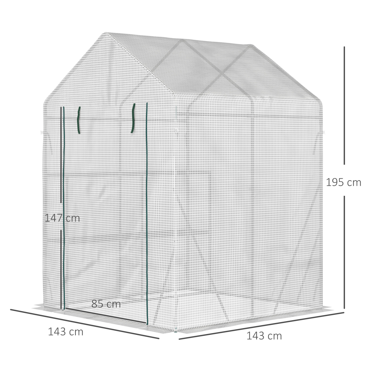 Greenhouse for Outdoor, Gardening 2 Tier Shelf, PE Cover, 143x143x195cm, Green