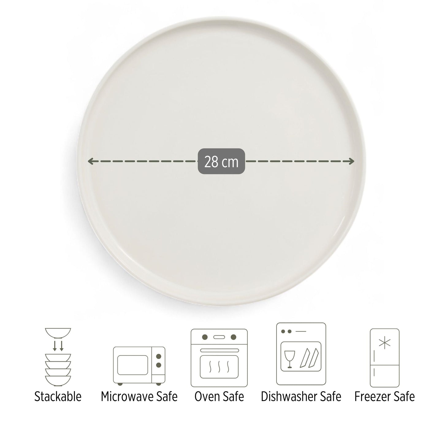 Porcelain Dinner Plate – Portland, Ivory White – 28cm