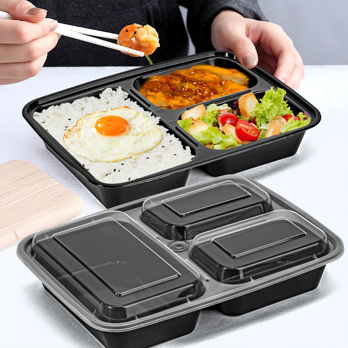 VINSANI 30pk 3 COMPARTMENTS MEAL PREP CONTAINERS 1010478