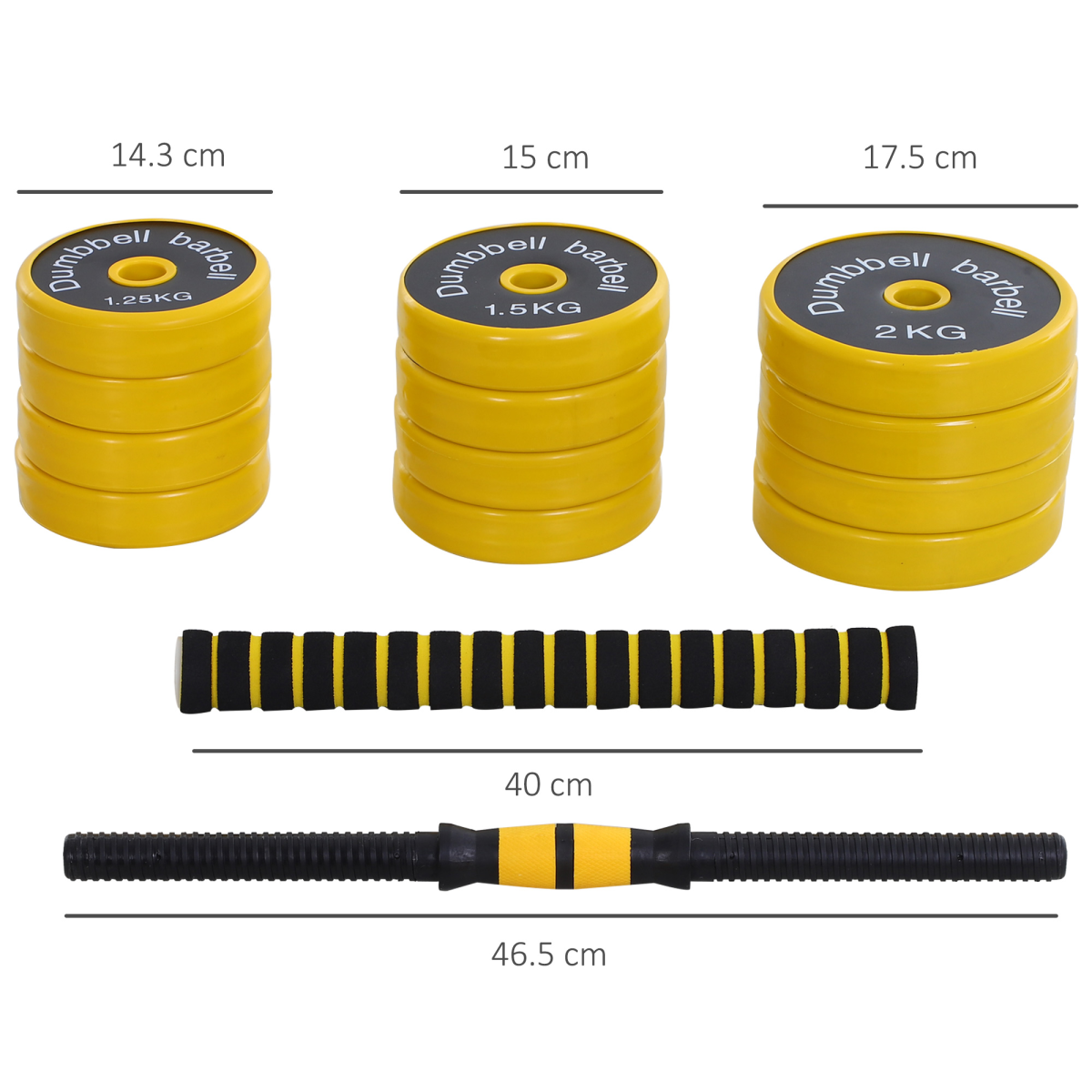 20KG Barbell Dumbbell Set Fitness Exercise Home Gym Plate Bar Clamp Rod HOMCOM