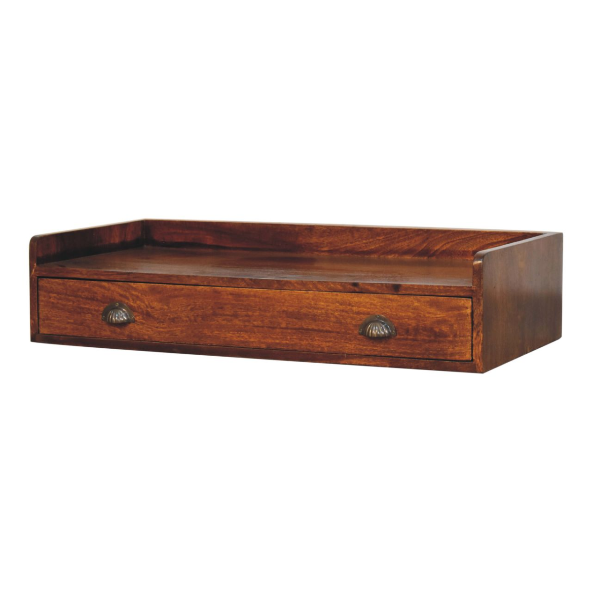 Artisan Furniture Solid Wood Belmont Wall-Mounted Console Shelf, 1 Drawer, Dark Brown