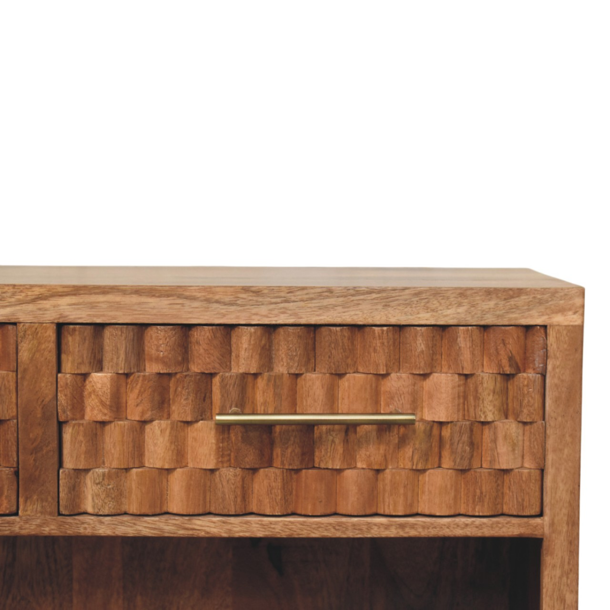 Artisan Furniture Solid Wood Arno Shoe Storage Unit in Golden Teak, 2 Drawers, 1 Shelf, Beige