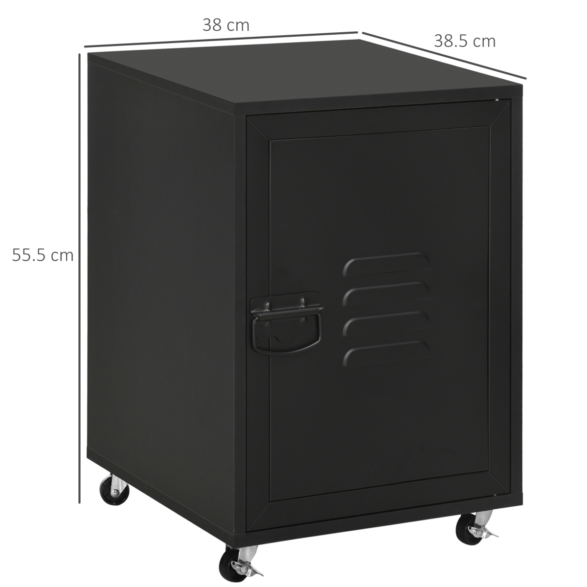 Bedside Table, Rolling End Side Table, Mobile Storage Cabinet Black
