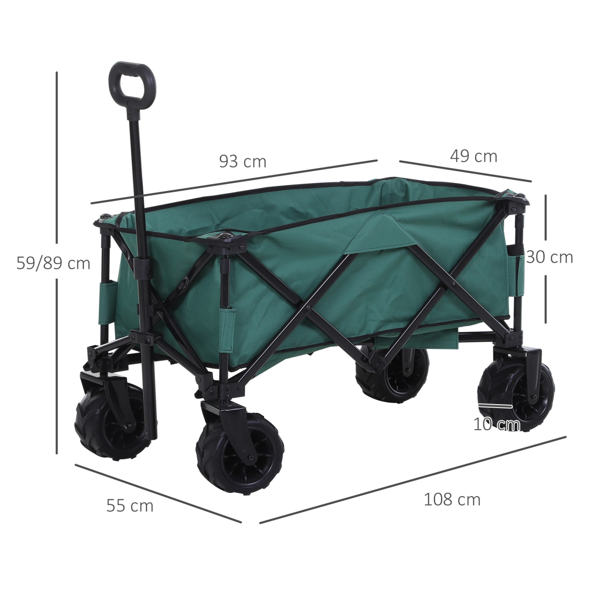 Outsunny Outdoor Cart Folding Cargo Wagon Trailer Beach w/ Telescopic Handle