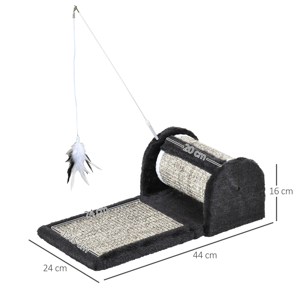 Cat Scratcher Sisal Scratching Pad Mat Board Kitten Toy w/ Roller Feather Teaser
