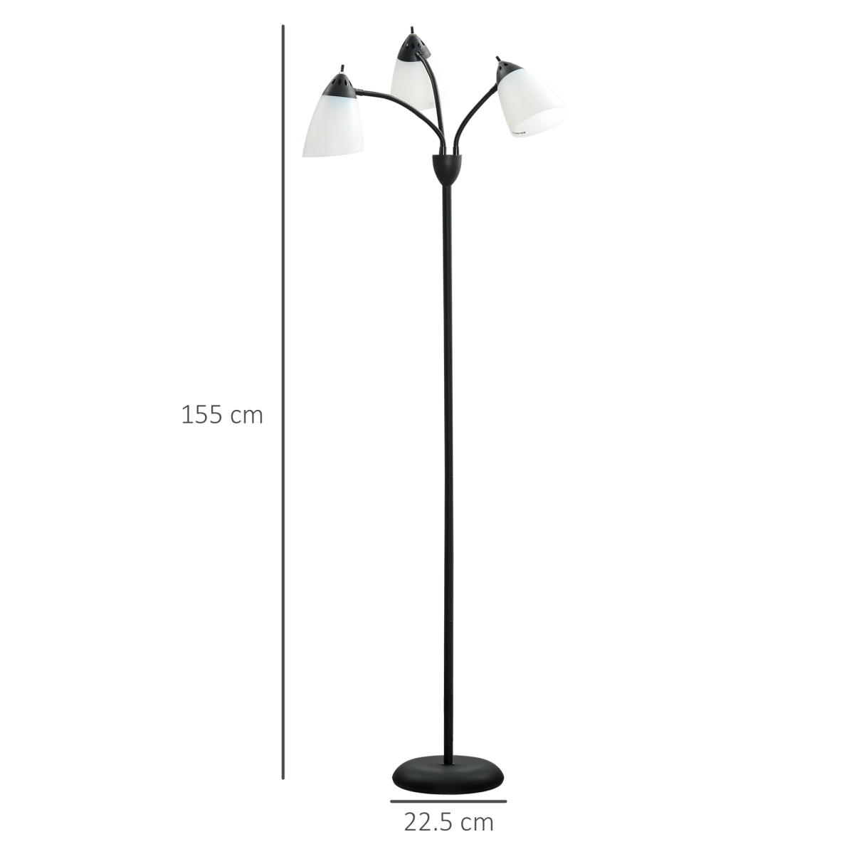HOMCOM Tree Floor Lamp with 3 Adjustable Light, Industrial Standing Lamp, Black