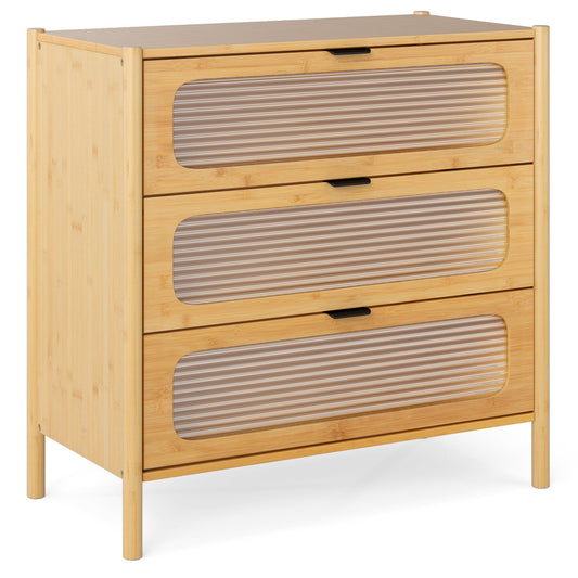 3-Drawer Dresser Mid Century Modern Chest of Drawers-Natural