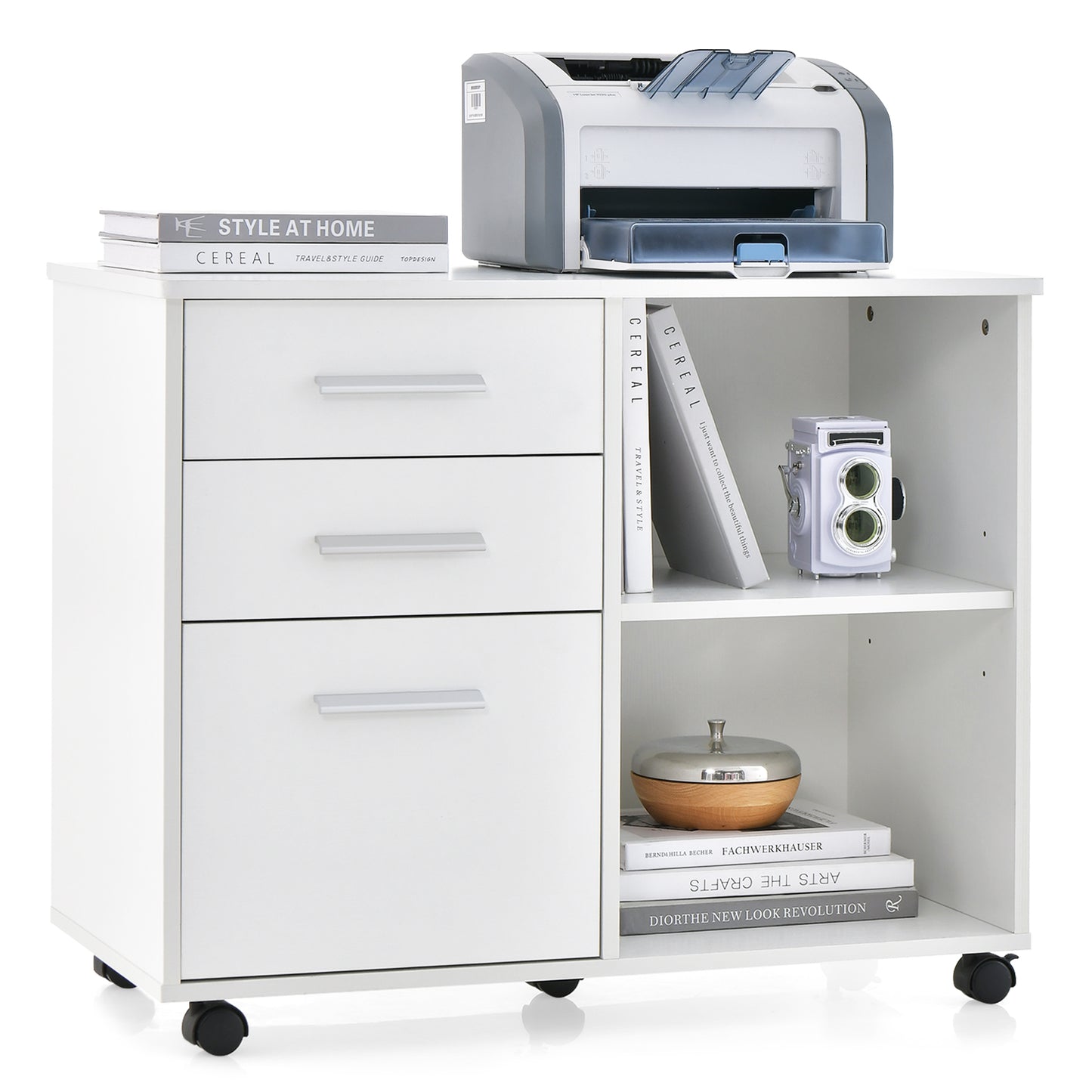 3-Drawer File Cabinet with Hanging Bars for Letter Size Documents-Black