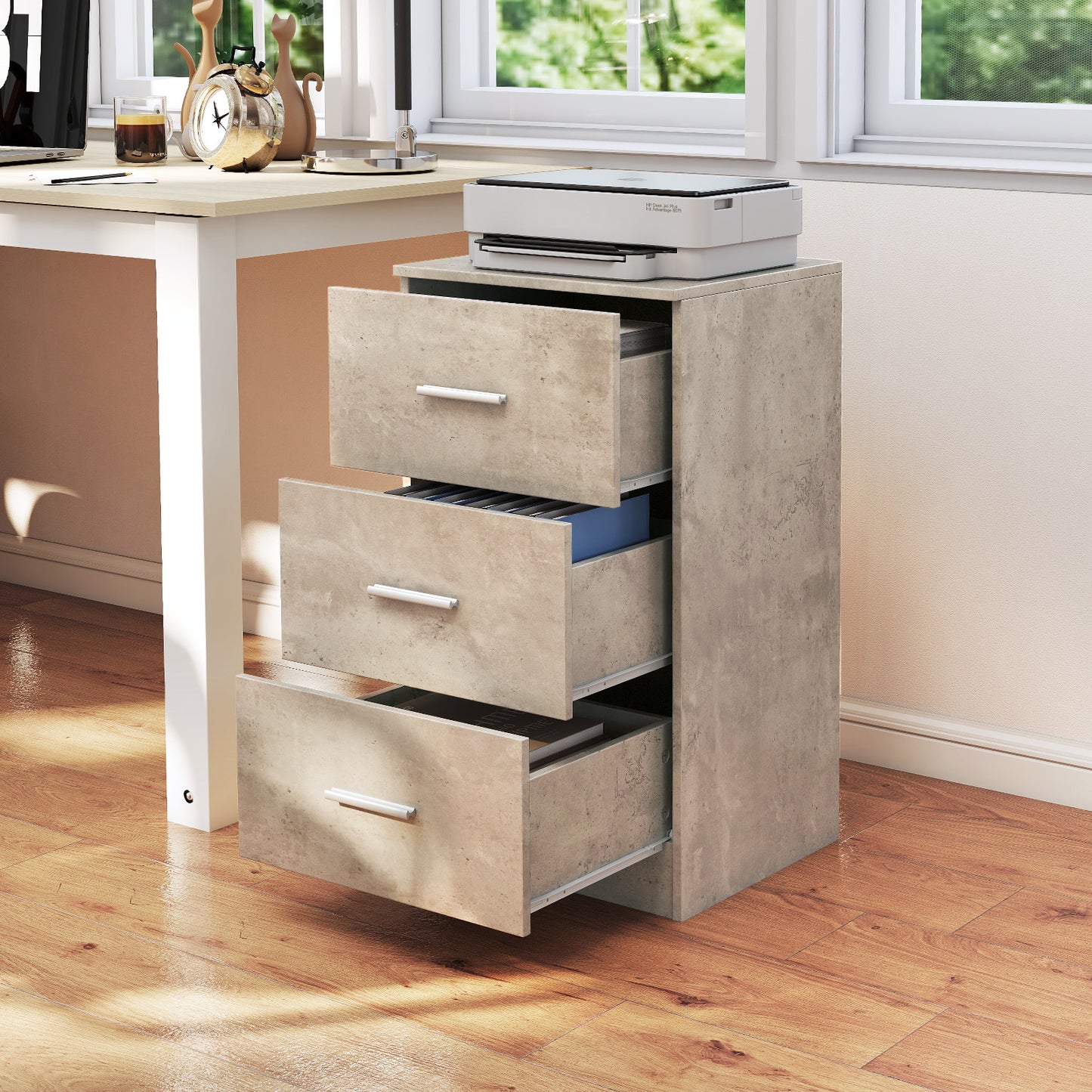 3-Drawer Wooden Dresser Cabinet with Anti-Toppling Device-Black