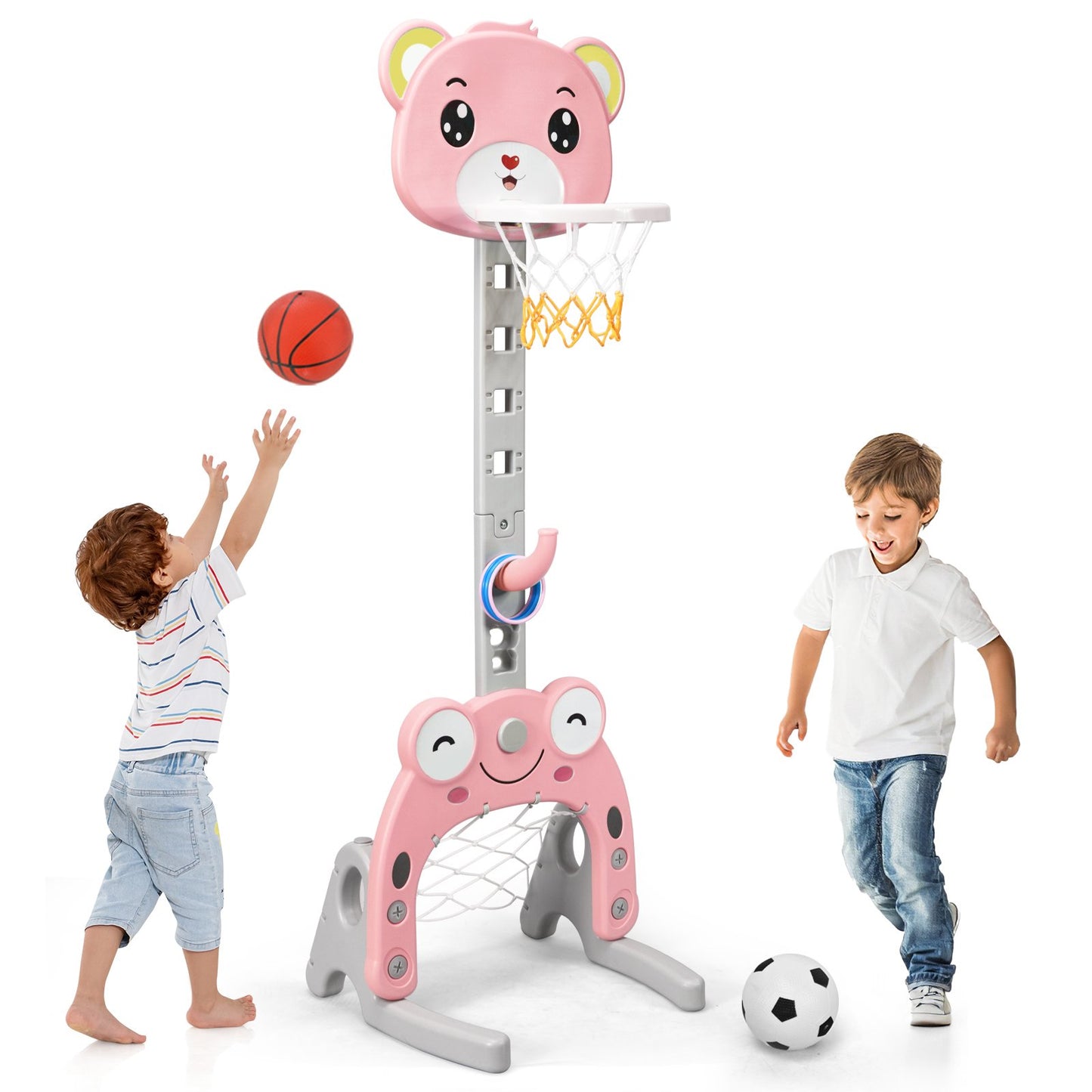 3 IN 1 Kids Basketball Hoop and Stand Set-Green