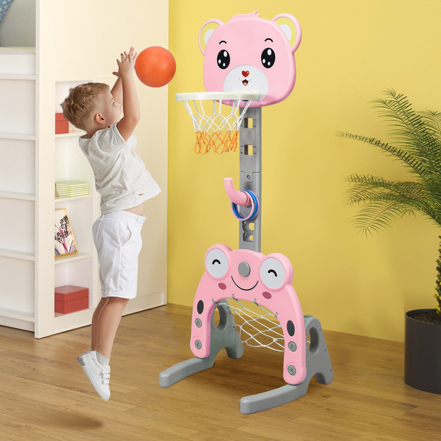 3 IN 1 Kids Basketball Hoop and Stand Set-Green
