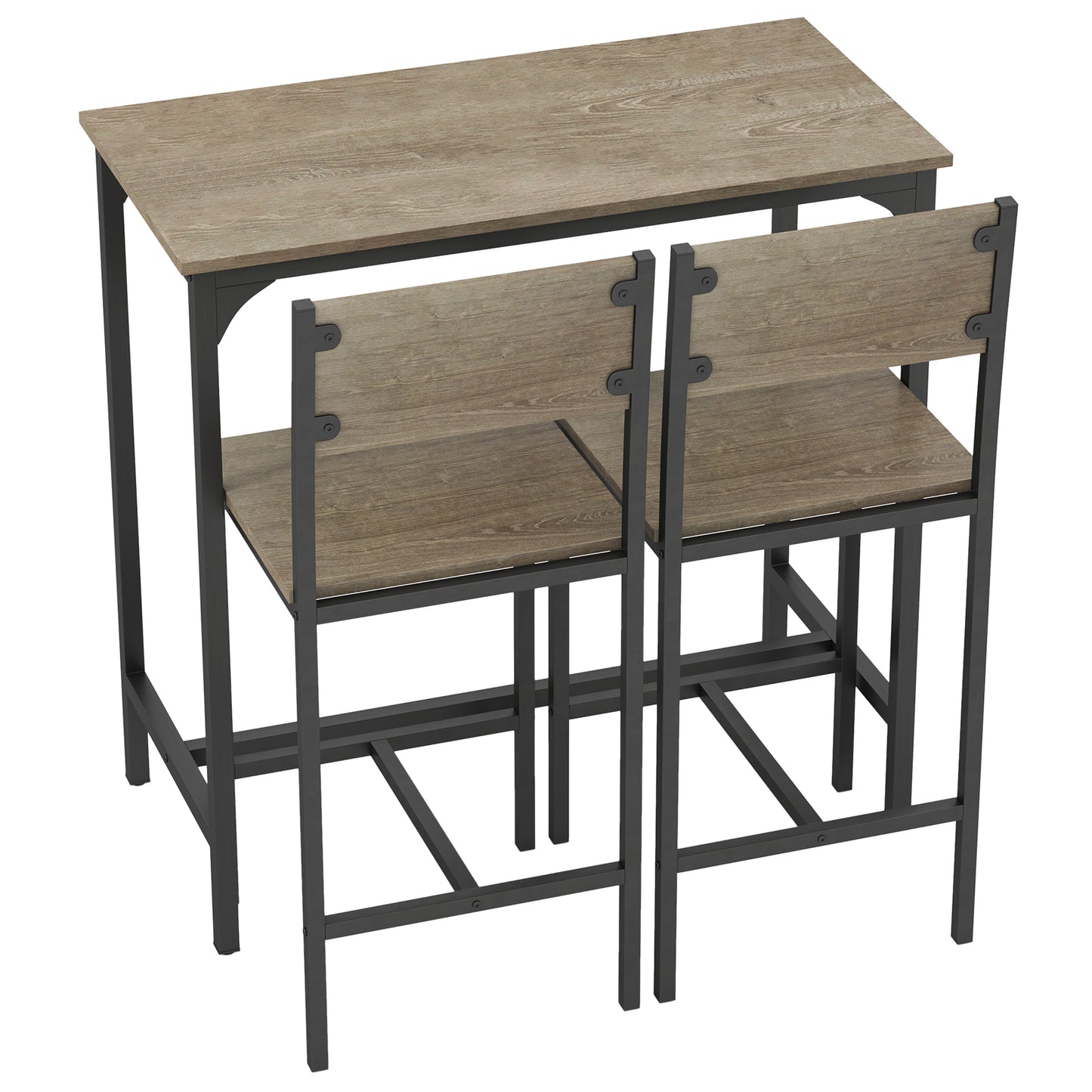 3 Piece Bar Table Set with Pub Dining Table and 2 Bar Stoolsfor Small Space-Brown