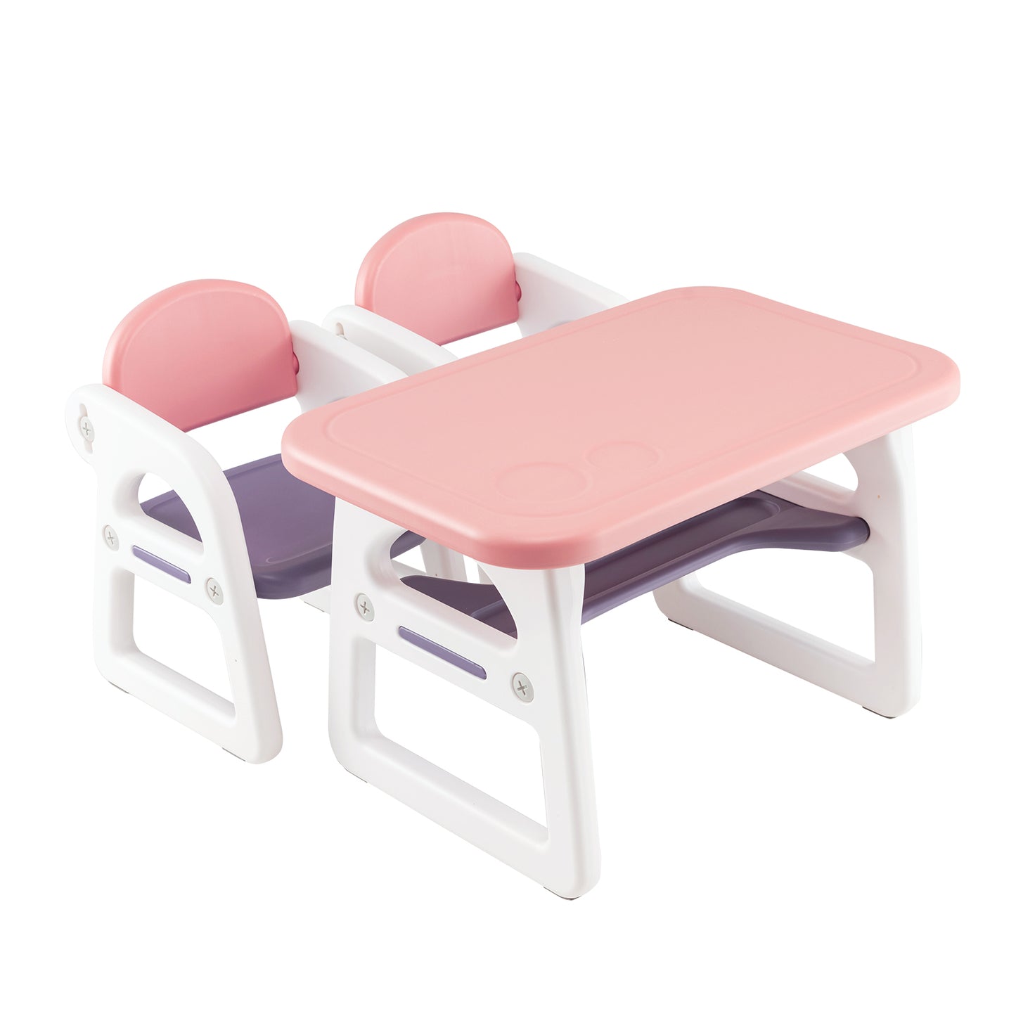 3-Piece Kids Table and Chairs Set with Storage Rack-Blue