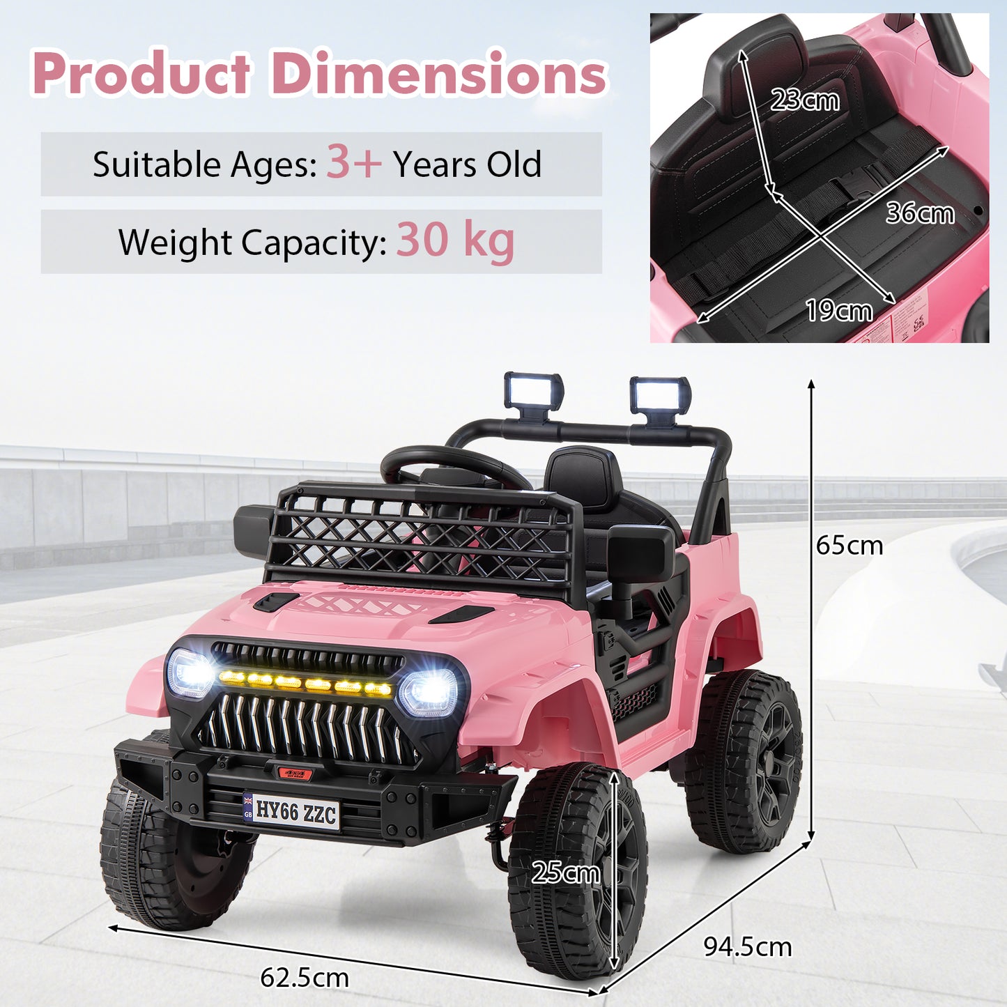 12V Kids Ride on Truck Battery Powered Car with Parental Remote-Black