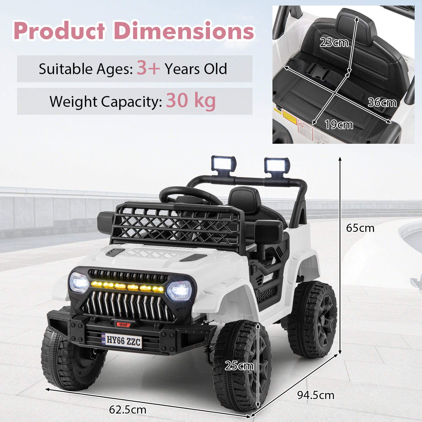 12V Kids Ride on Truck Battery Powered Car with Parental Remote-Black
