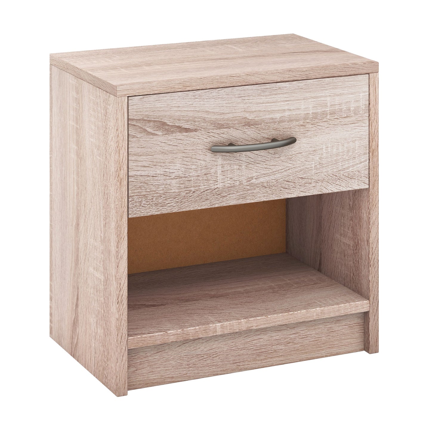 3-Tier Nightstand with Drawer and Open Storage Shelf for Small Spaces-White