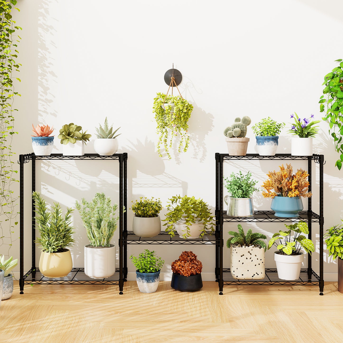 3/4/5/6-Tier Wire Shelving Unit Adjustable Metal Storage Shelves with V-shaped Shelving Rack-4-Tier-S