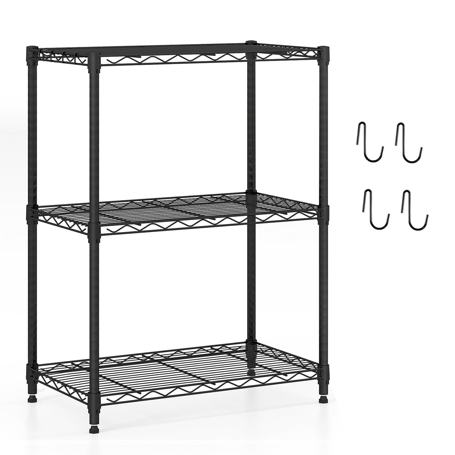 3/4/5/6-Tier Wire Shelving Unit Adjustable Metal Storage Shelves with V-shaped Shelving Rack-4-Tier-S