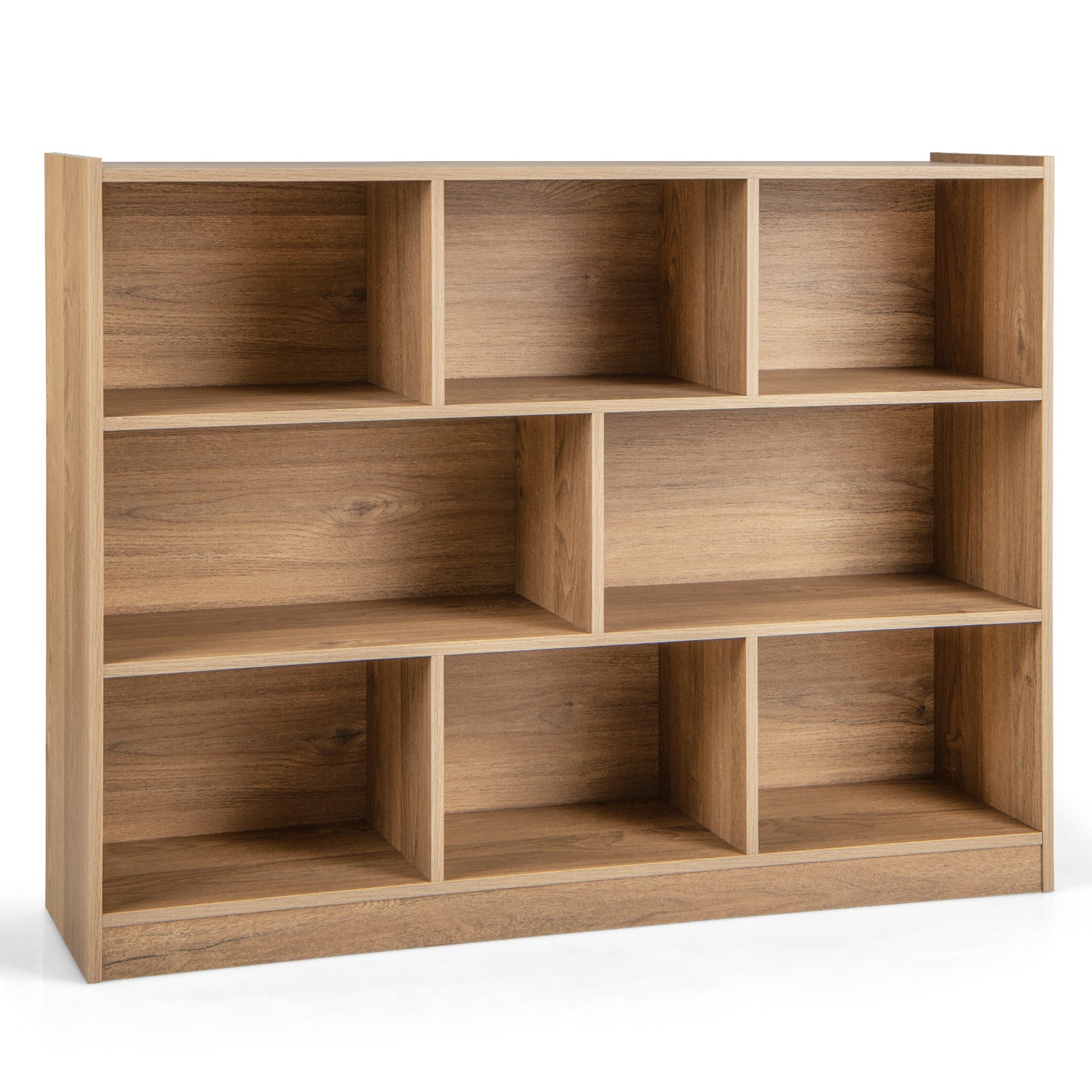 3-Tier Open Bookcase 8-Cube Floor Standing Storage Shelves Display Cabinet-White