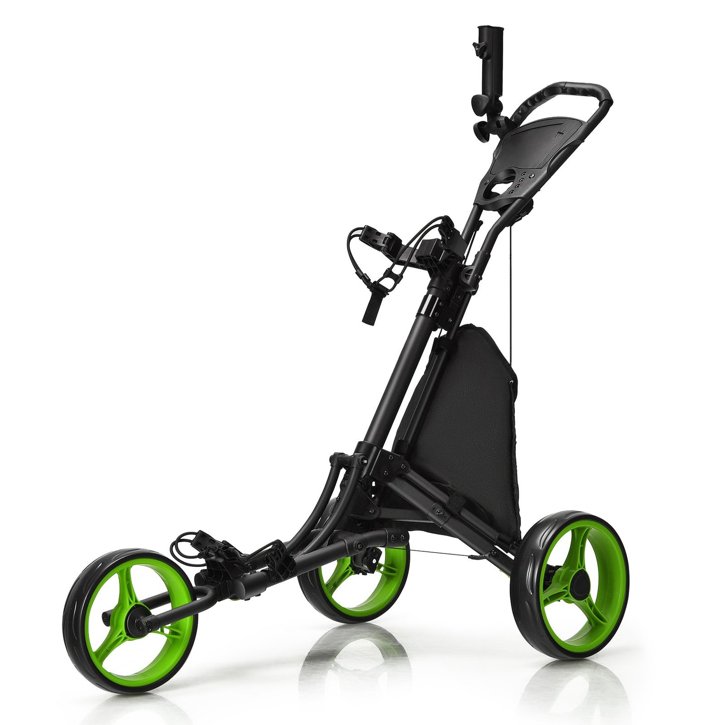 3 Wheel Golf Push Pull Cart with Adjustable Height Handle-Blue