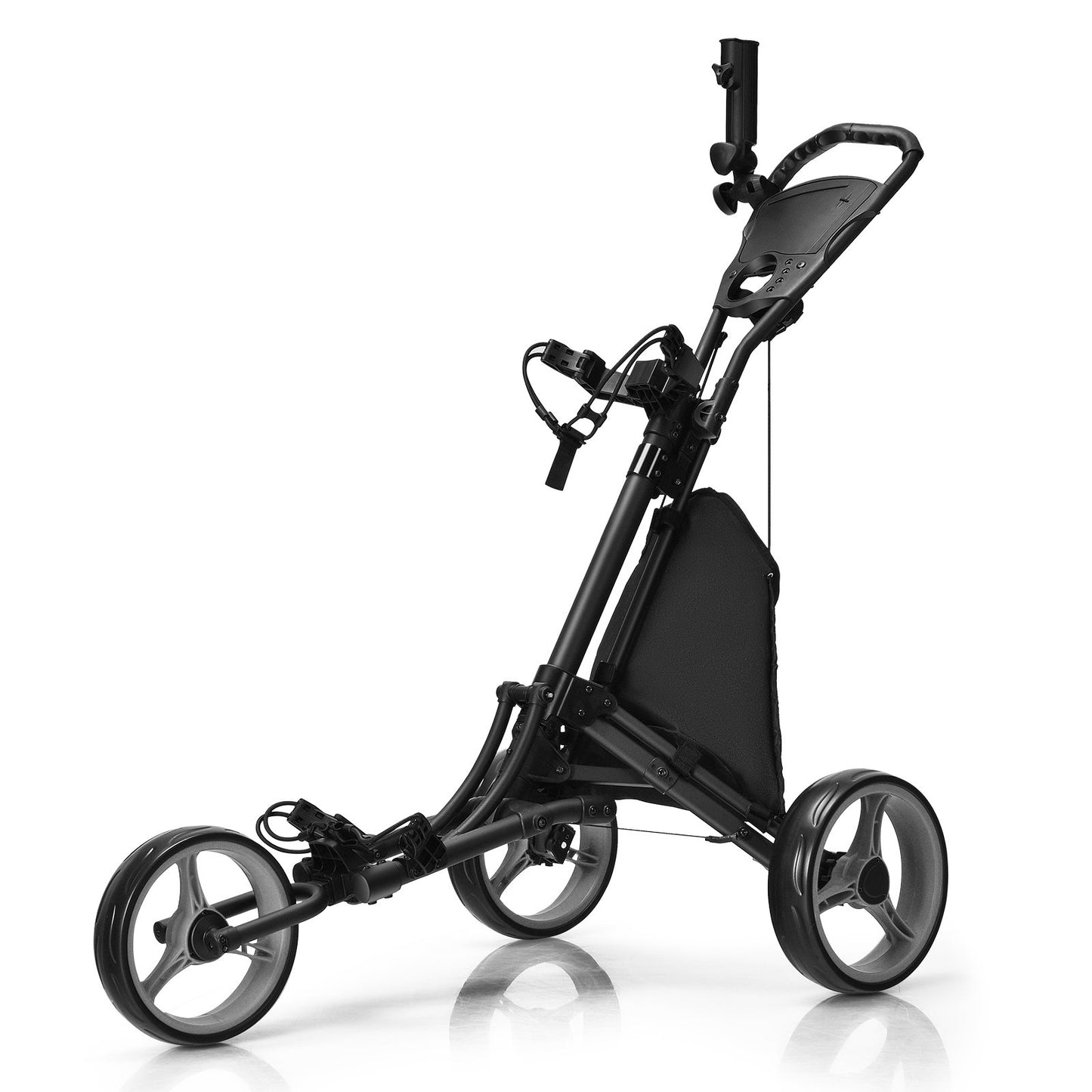3 Wheel Golf Push Pull Cart with Adjustable Height Handle-Blue