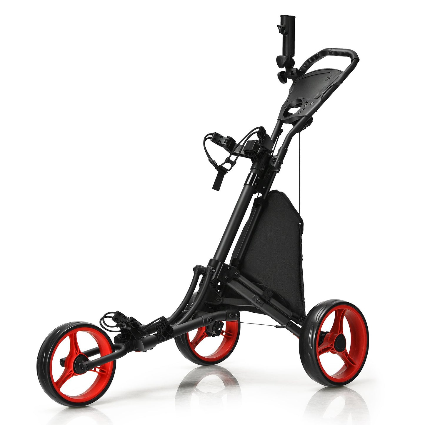 3 Wheel Golf Push Pull Cart with Adjustable Height Handle-Blue