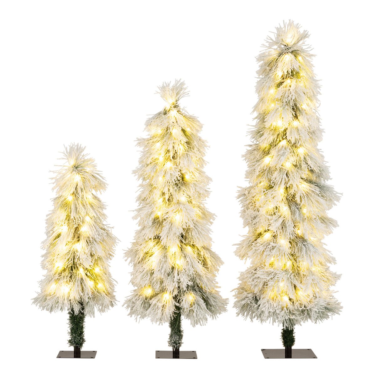3’ 4’ 5’ Artificial Christmas Tree Set with Branch Tips and LED Lights