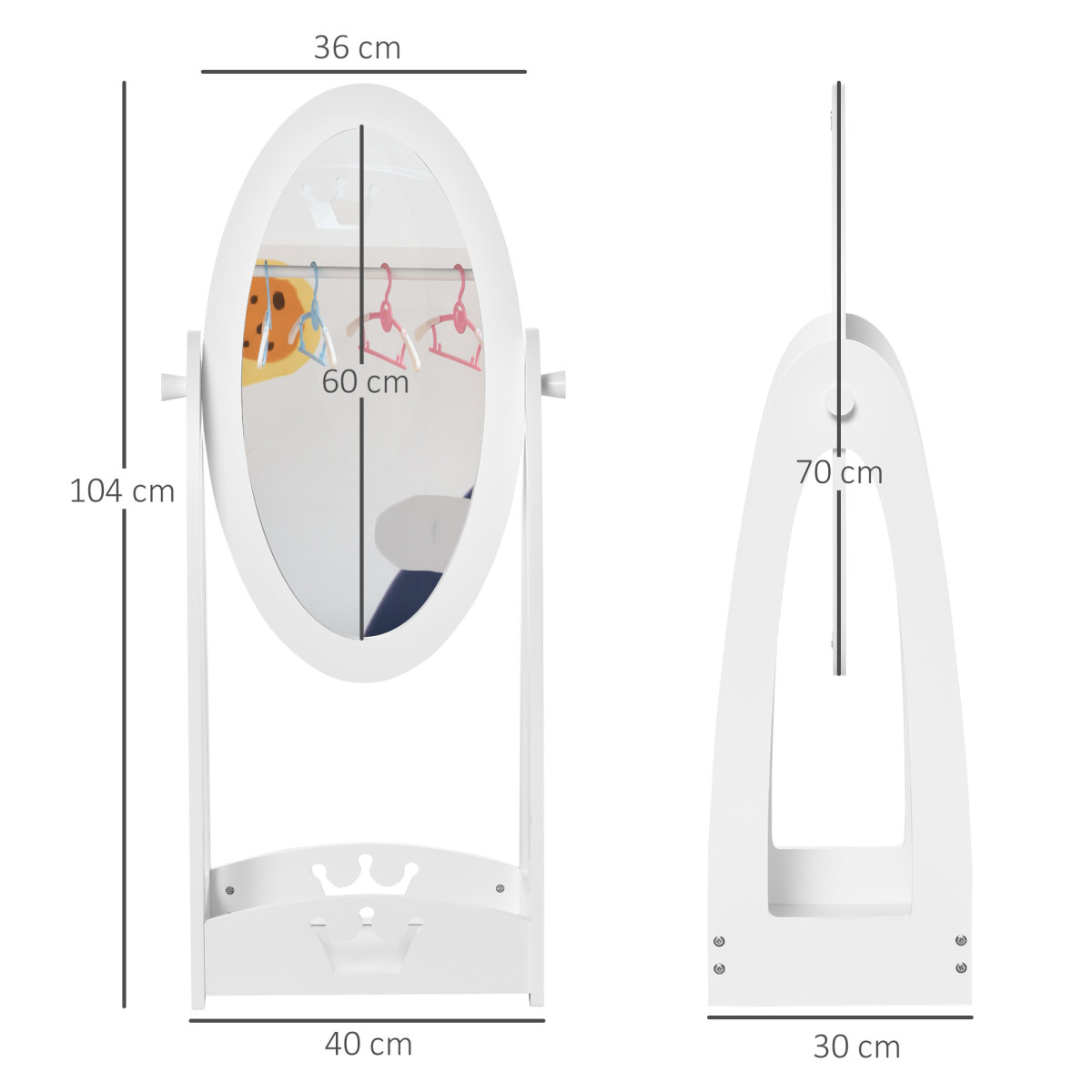 Free Standing Dressing Mirror Kids with Storage For 3- 8 Years Old