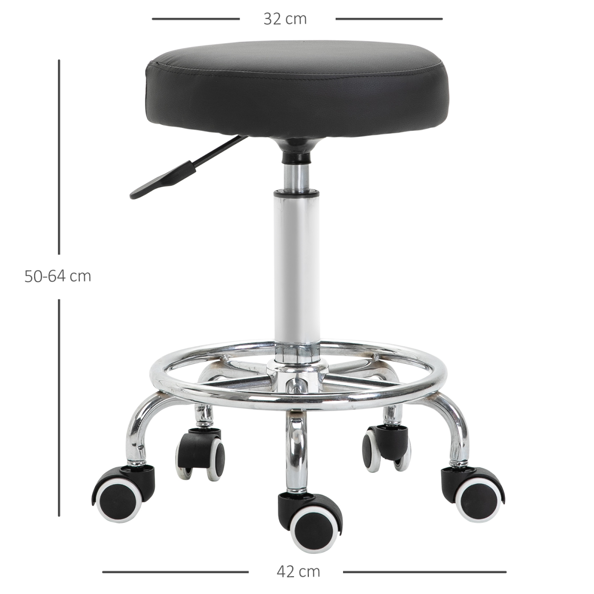 Adjustable Stool PU Leather and Footrest