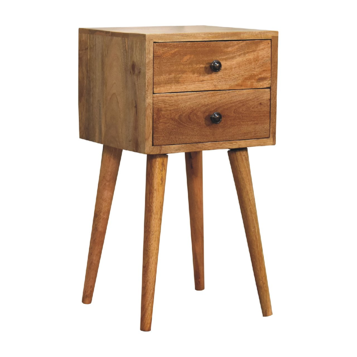 Artisan Furniture Solid Wood Mini 2 Drawer Oak-ish Bedside, Brown