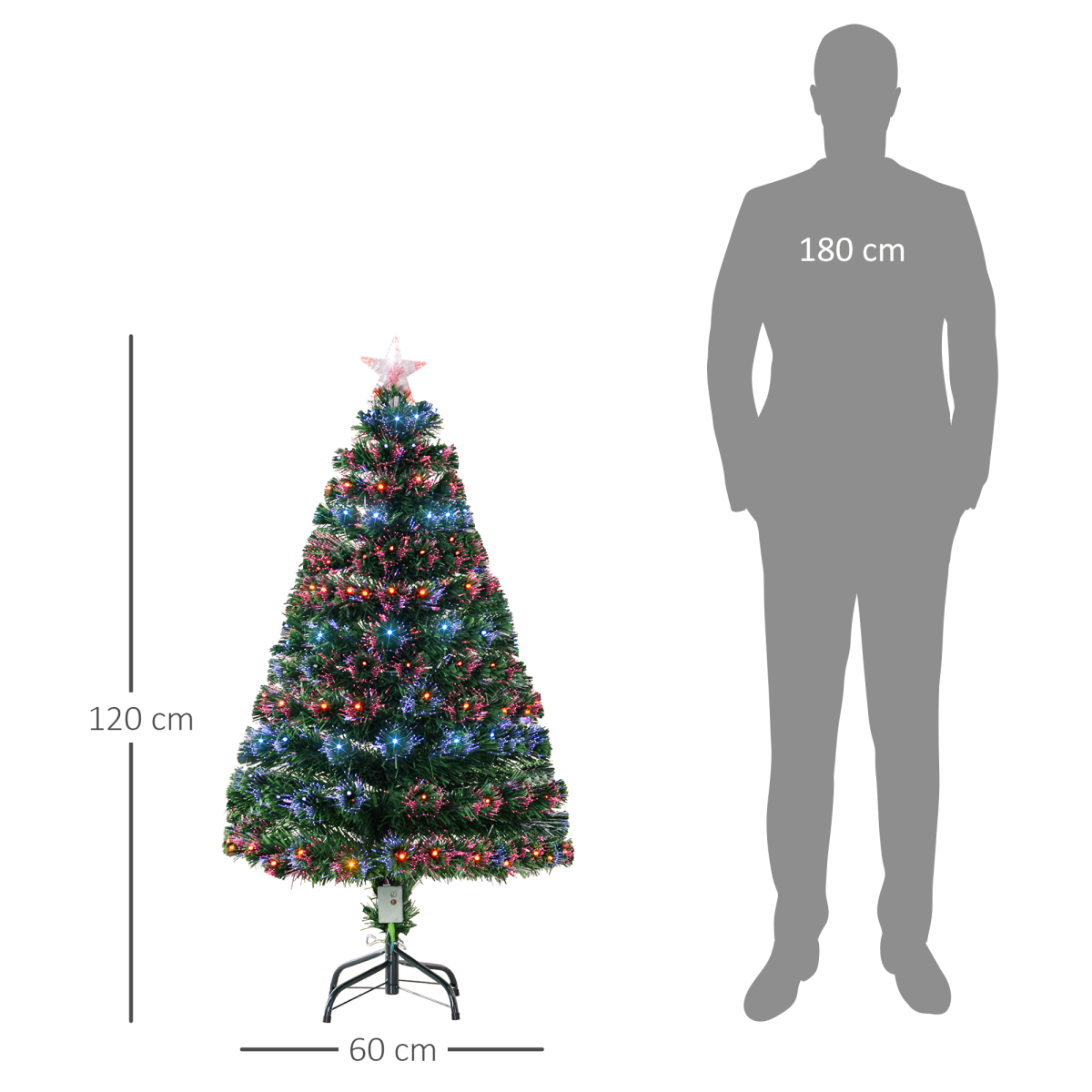 4ft Prelit Artificial Christmas Tree with Multi-Coloured Fiber LED Light Green