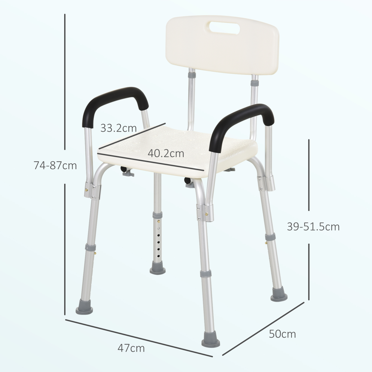 Light Weight Aluminum Shower Bench Portable Lift Chair Back & Armrest HOMCOM