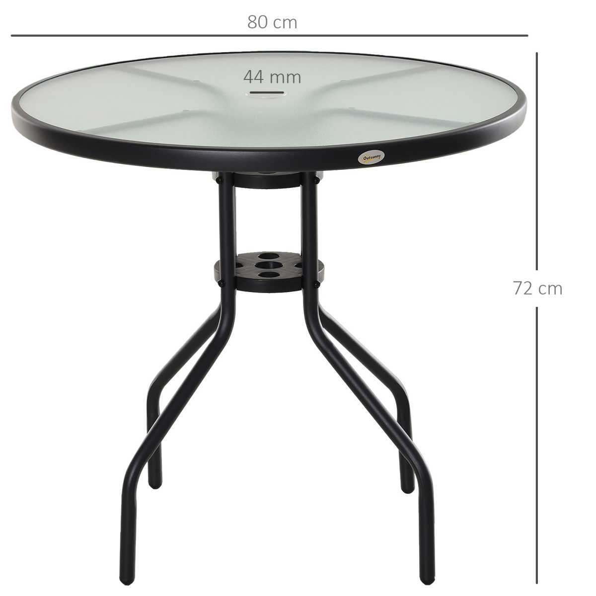 80cm Outdoor Round Dining Table Garden Patio Tempered Glass Top w/ Parasol Hole