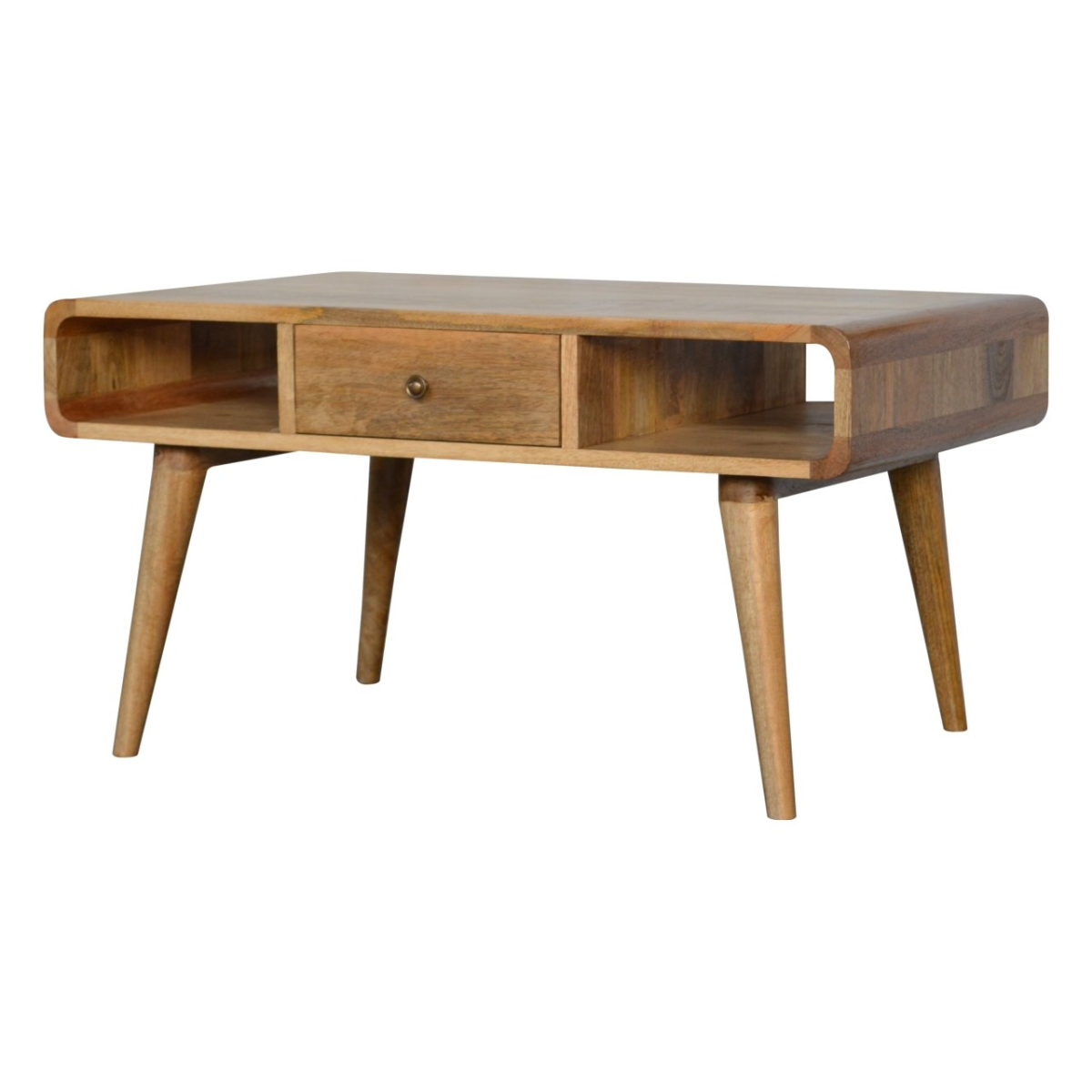 Artisan Furniture Solid Wood Curved Oak-ish Coffee Table