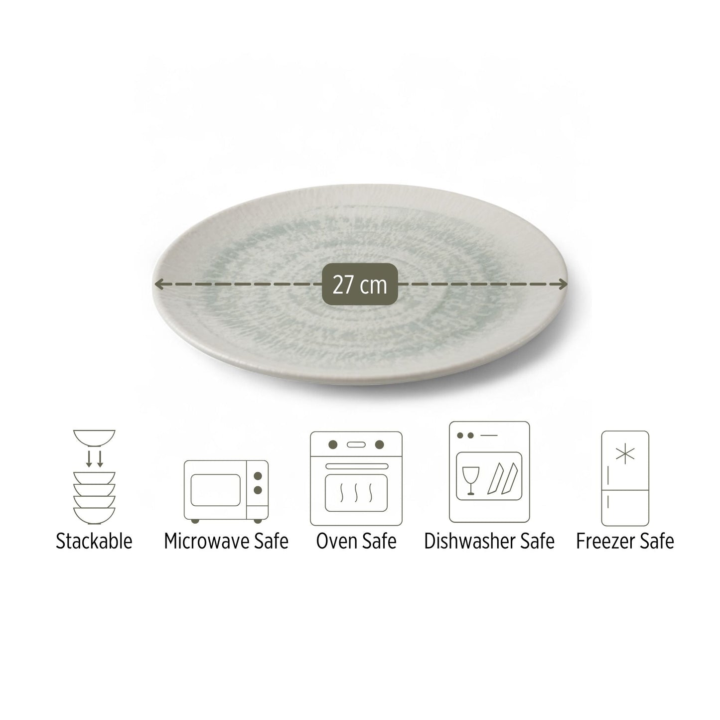 Porcelain Dinner Plate – Sark, Frost Green – 27cm