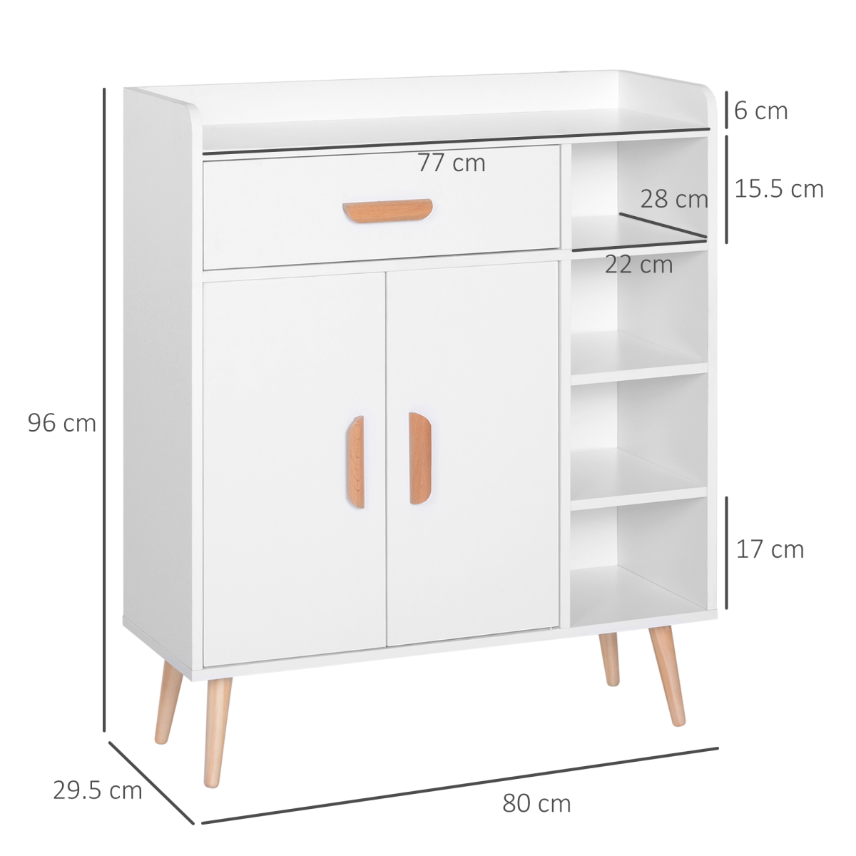Side Cabinet Hallway Storage Unit Home Console Table Organiser White