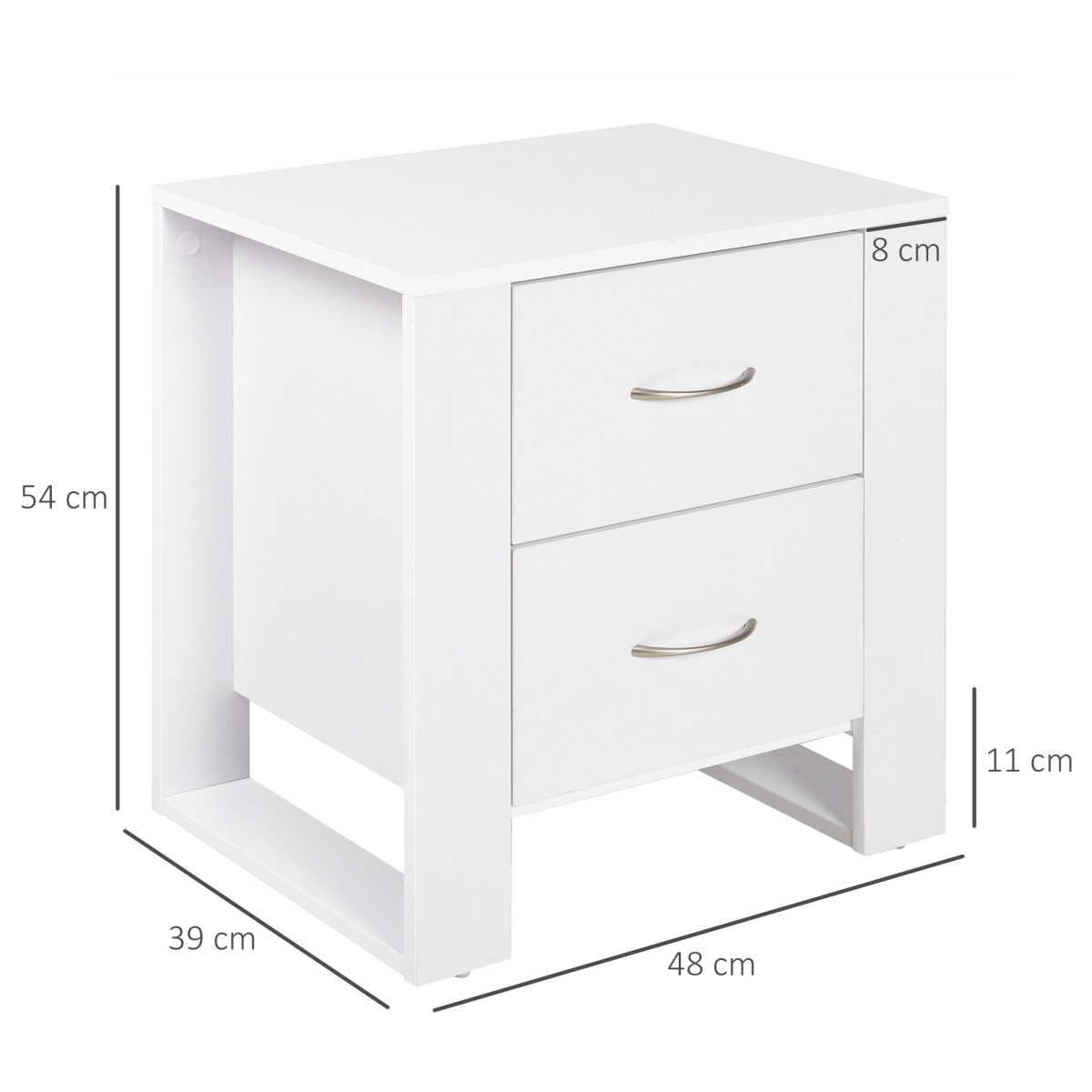 Particle Board 2-Drawer Bedside Table White