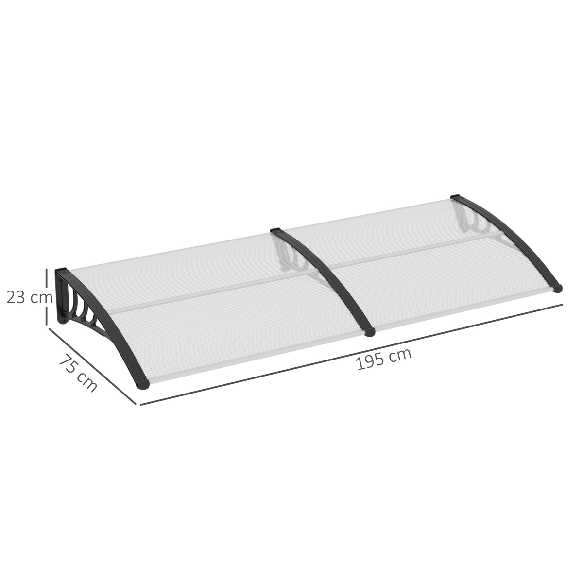 Outsunny Outdoor Curved Window Porch Canopy Awning UV Rain Cover 0.8x2m Clear