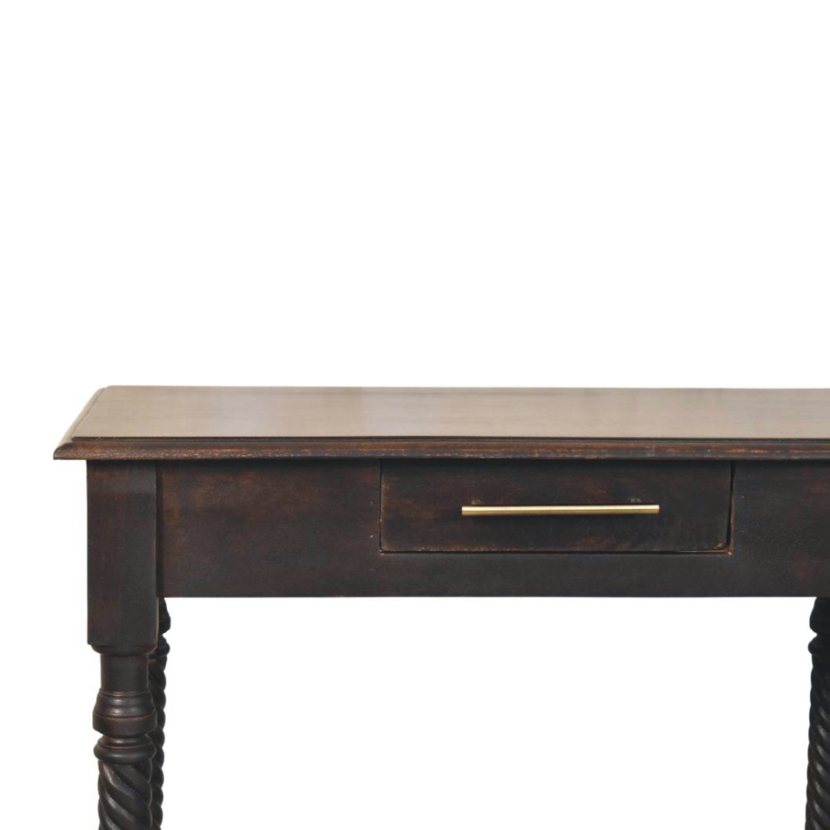 Artisan Furniture Solid Wood Cordelier Turned-Leg Writing Desk, 1 Drawer, Dark Brown