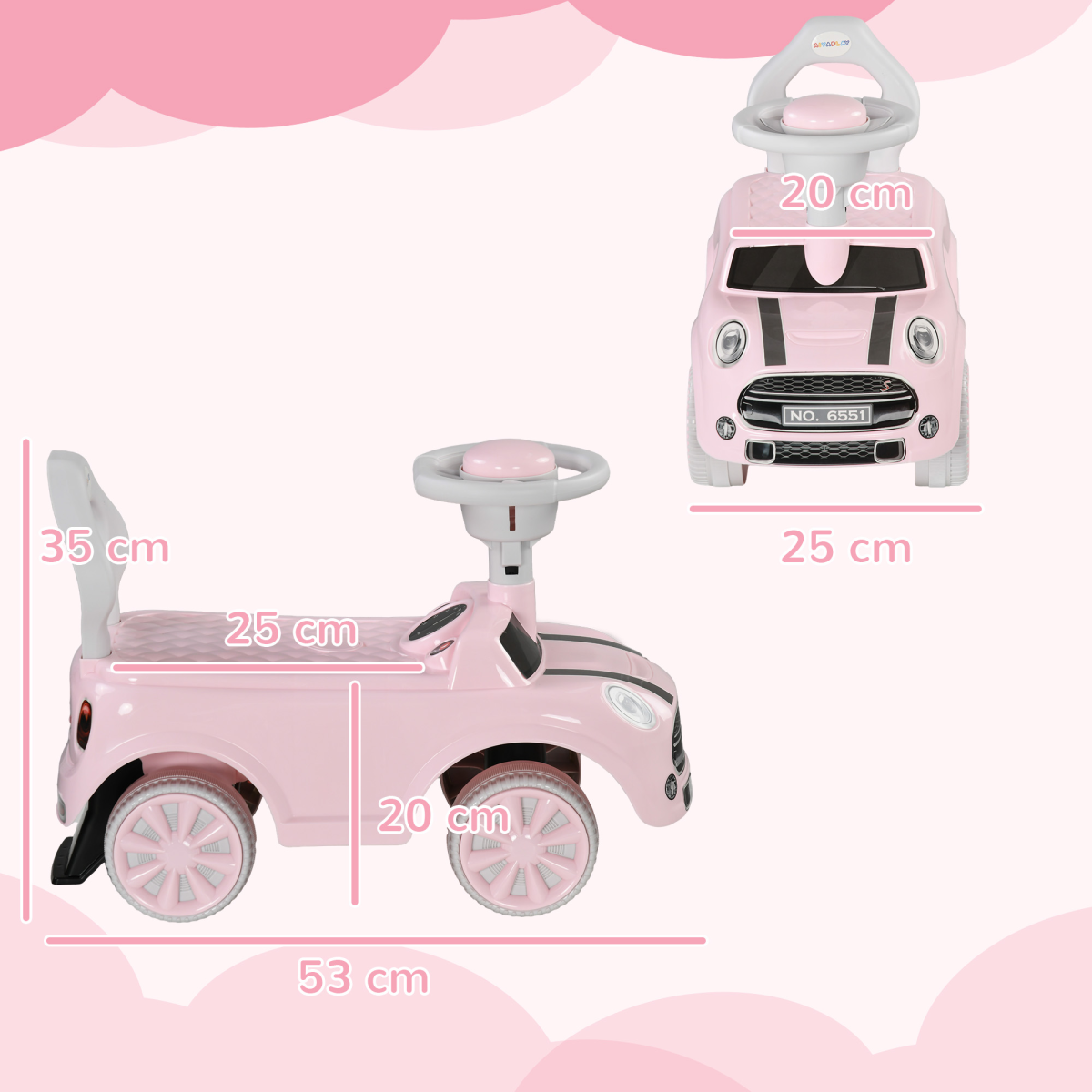 AIYAPLAY Ride On Car Foot To Floor Sliding Car w/ Air Horn - Pink