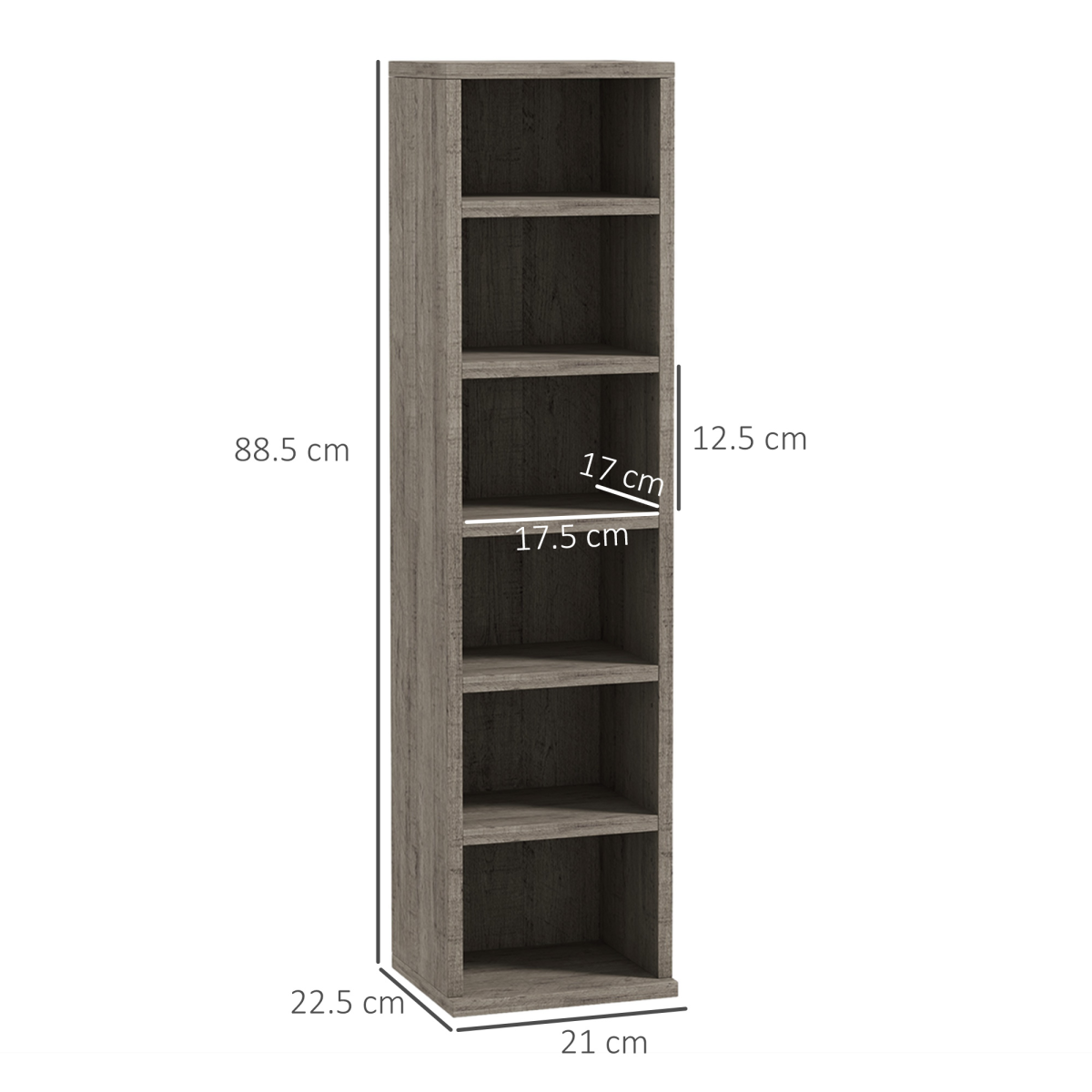 HOMCOM Set of 2 CD Media Display Shelf Unit Tower Rack Adjustable, Mocha Wood