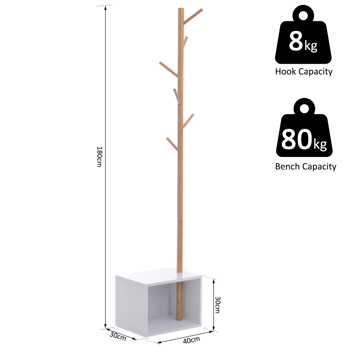 Coat Rack Storage Bench Hallway Tree Hat Hanger Entryway Bedroom Stand