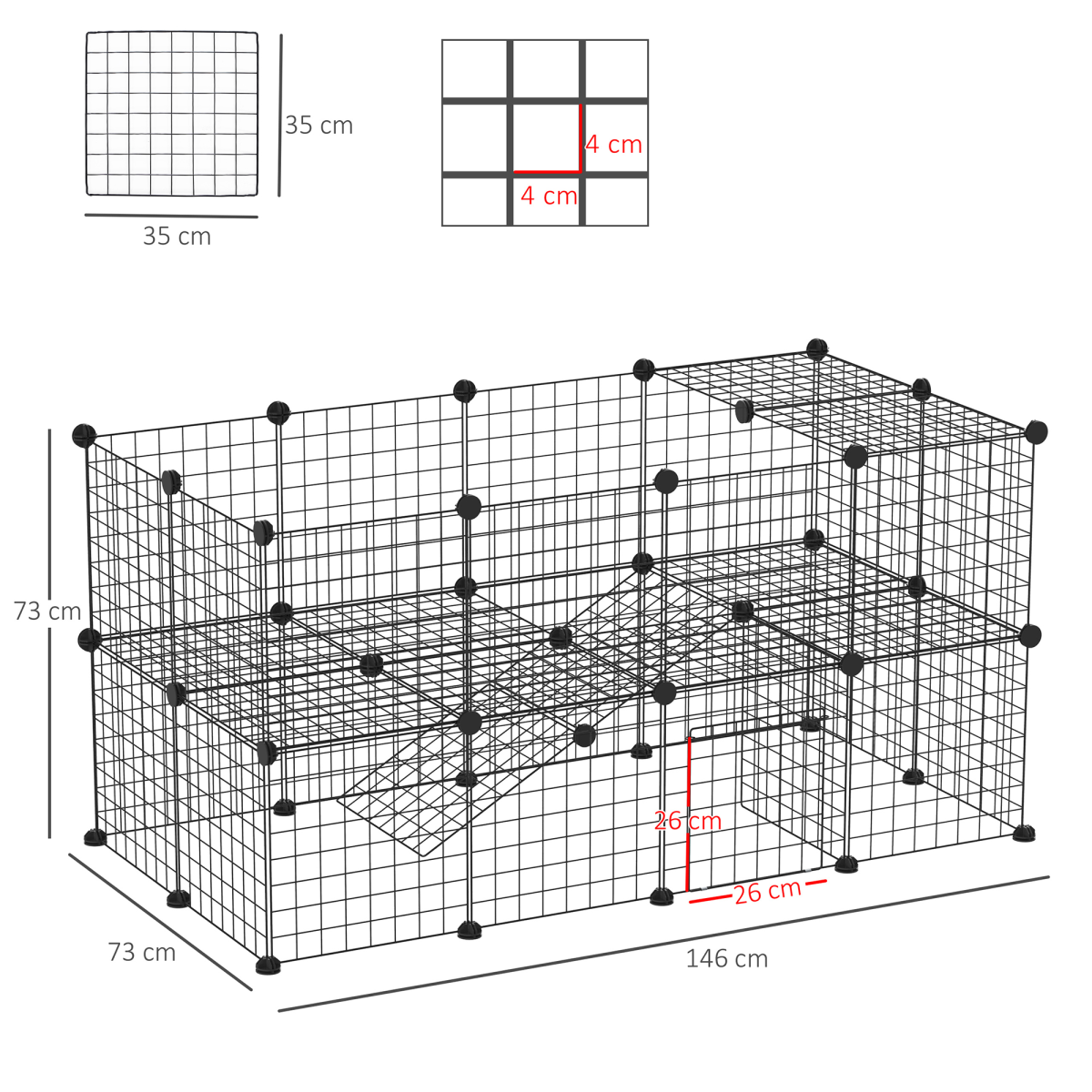 Small Animals Cage DIY 36 Panels Pet Playpen, for Rabbit Guinea Pig Chinchilla
