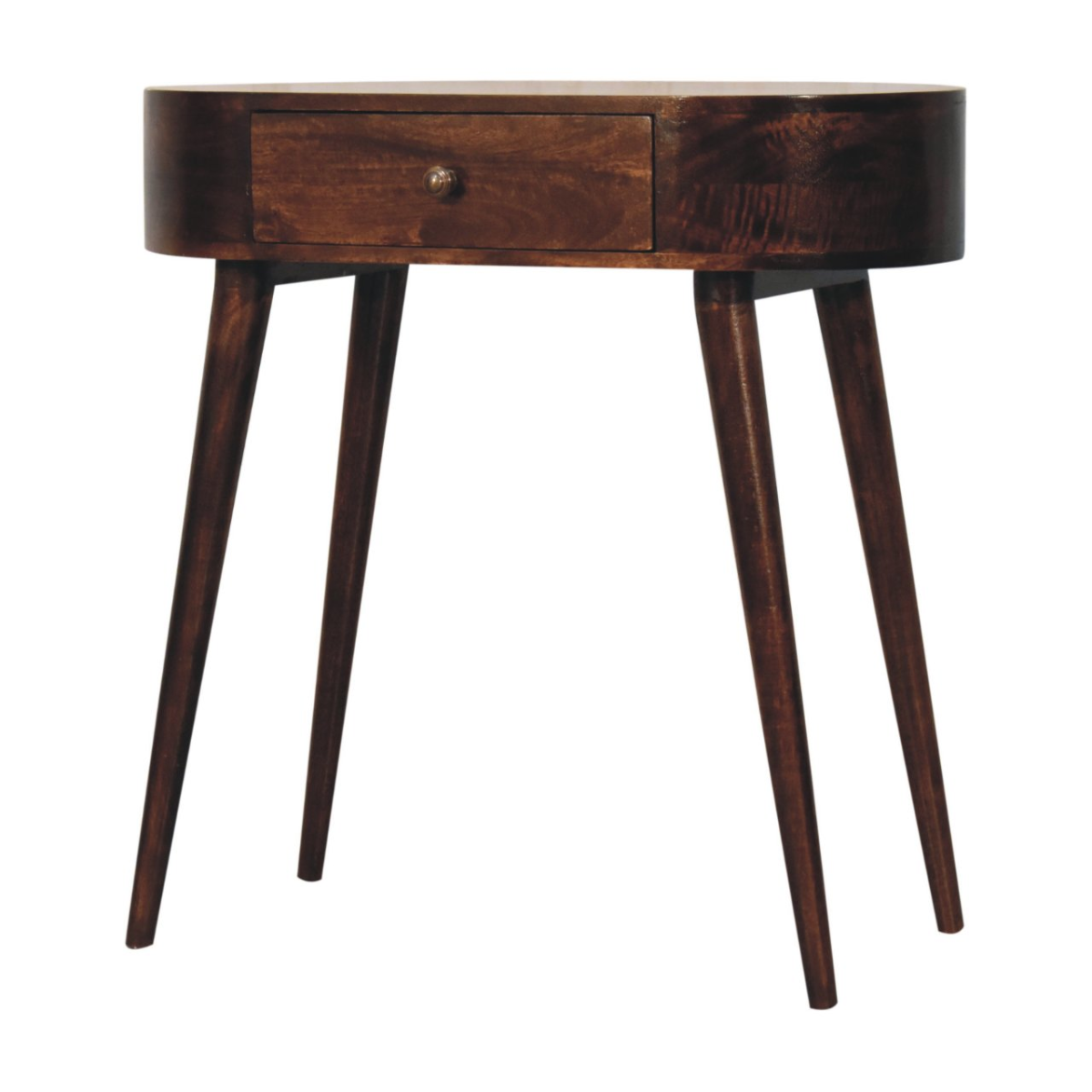Artisan Furniture Solid Wood California Walnut Rounded Small Console Table, Brown, 1 Drawer