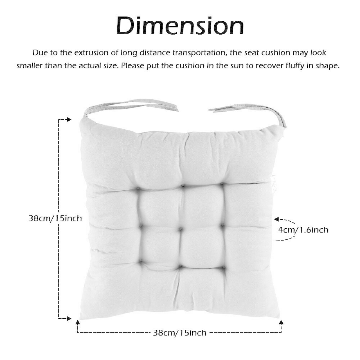 4 Pack Seat Pad Dining Room Garden Kitchen Chair Seat Cushions Tie On Plain UK