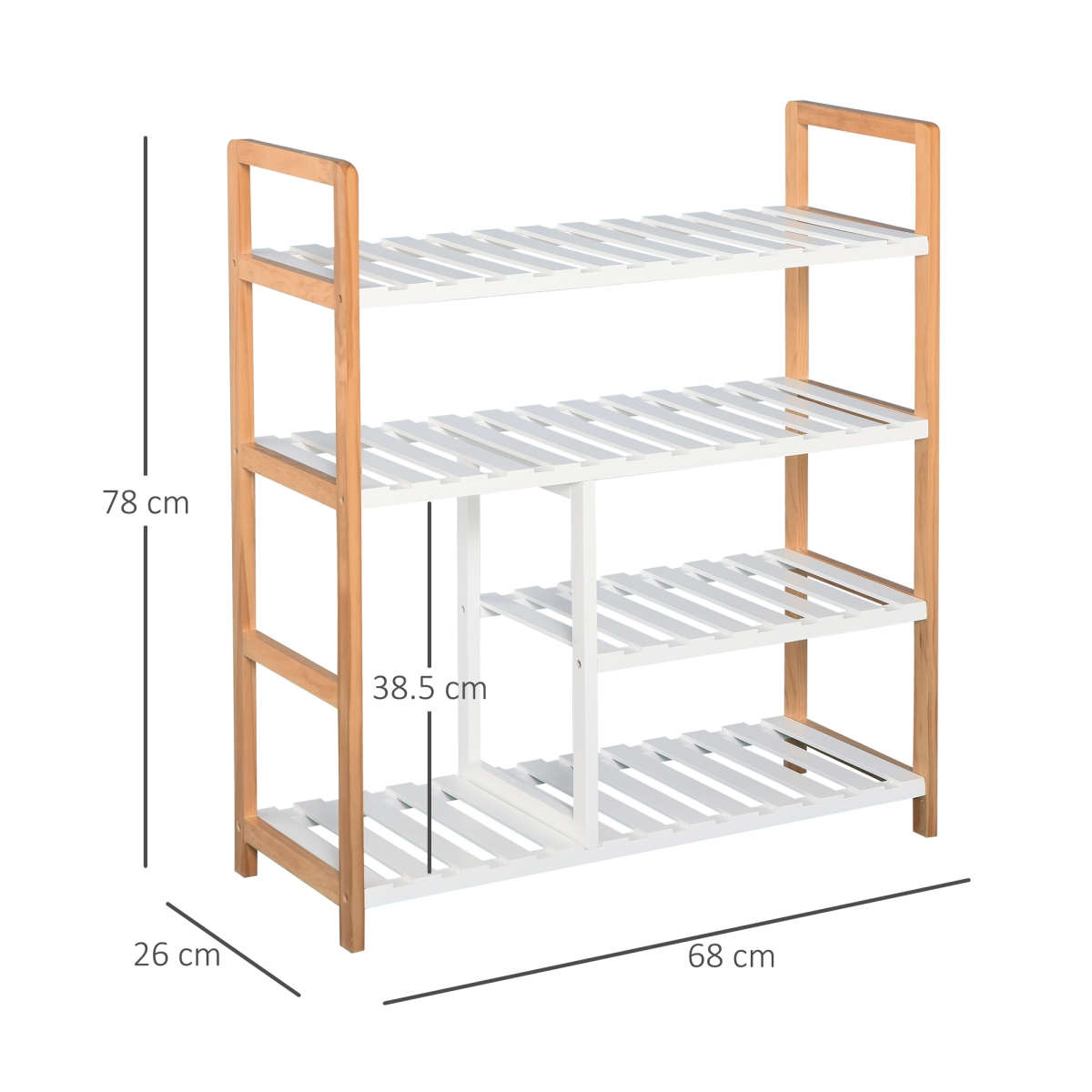 4-Tier Shoe Rack Simple Home Storage  Wood Frame Boot Compartment Home