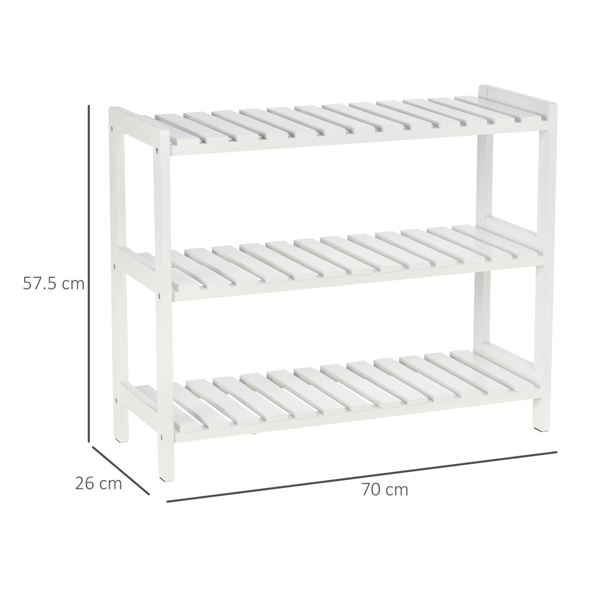 3-Tier Shoe Rack Wood Frame Open Hygienic Storage 57x70cm