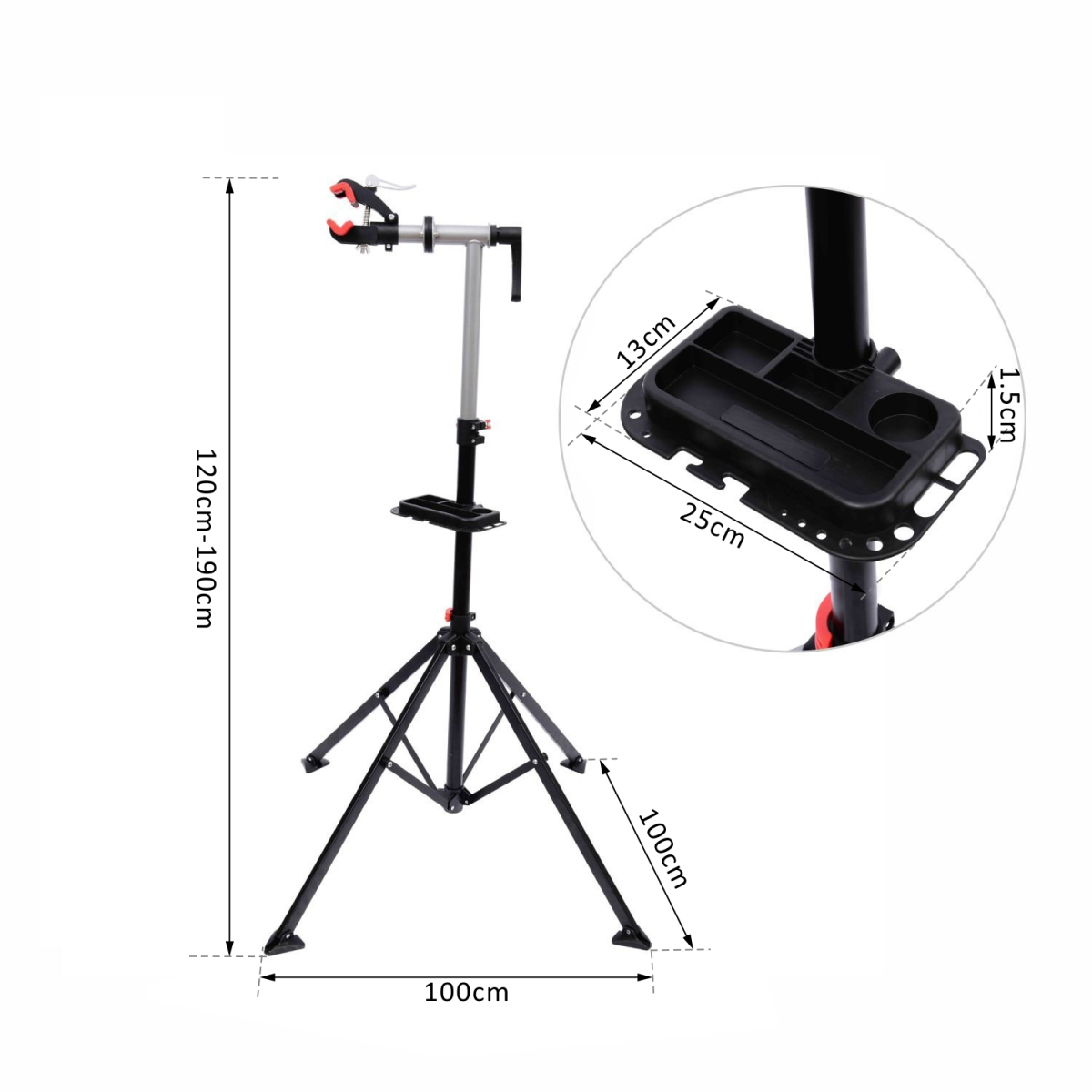 Folding Bike Cycle Bicycle Maintenance Repair Stand Rack Tool Adjustable HOMCOM