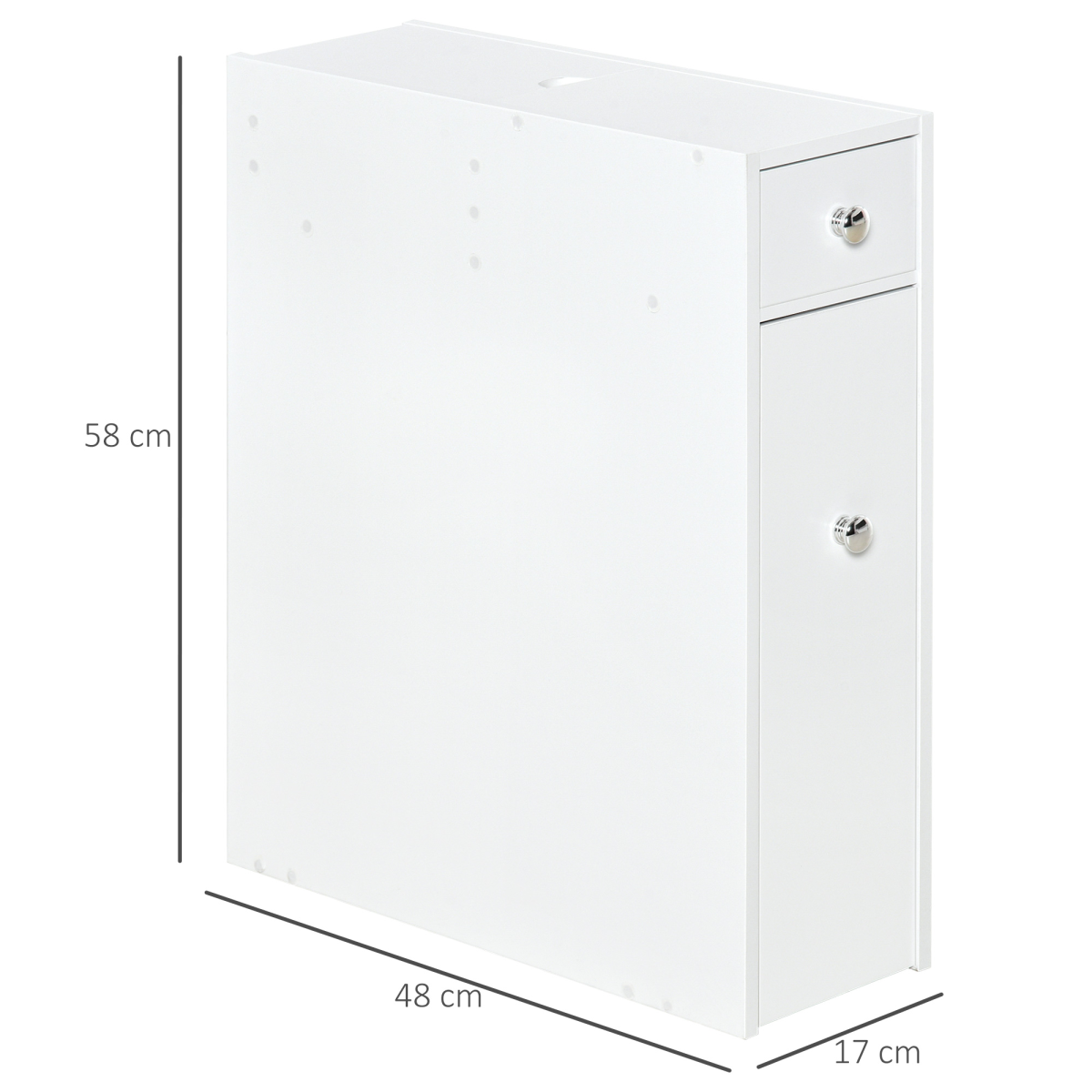 HOMCOM Slim Floor Cabinet Narrow Wooden Storage with Drawers Bathroom White
